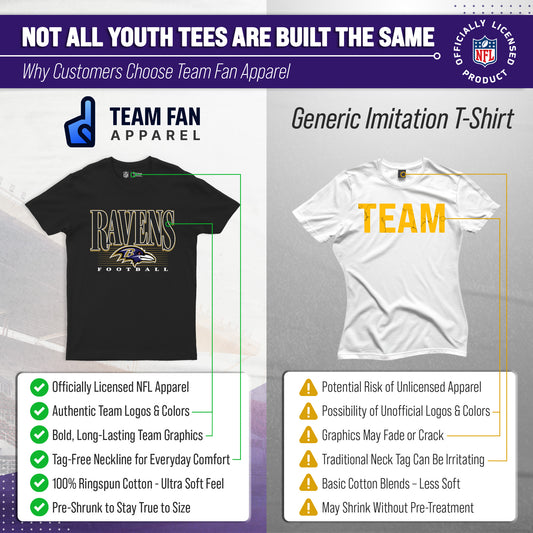 Baltimore Ravens NFL Youth Overtime Blueprint Football T-Shirt Unisex Tag Free Comfortable - Black