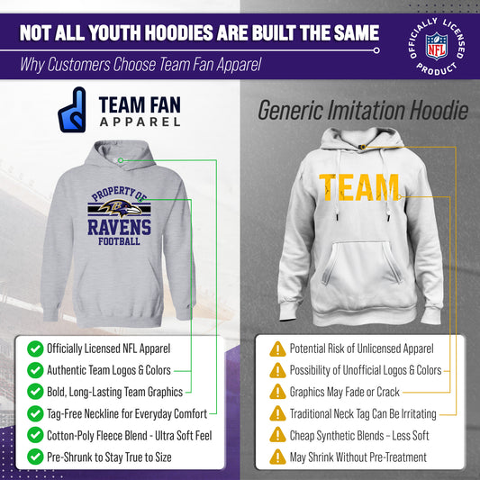Baltimore Ravens NFL Youth Property Of Hooded Sweatshirt - Sport Gray