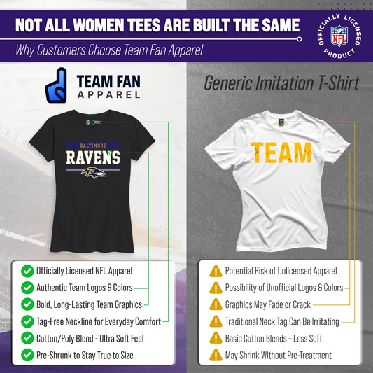 Baltimore Ravens NFL Women's Team Block Charcoal Tagless T-Shirt - Charcoal