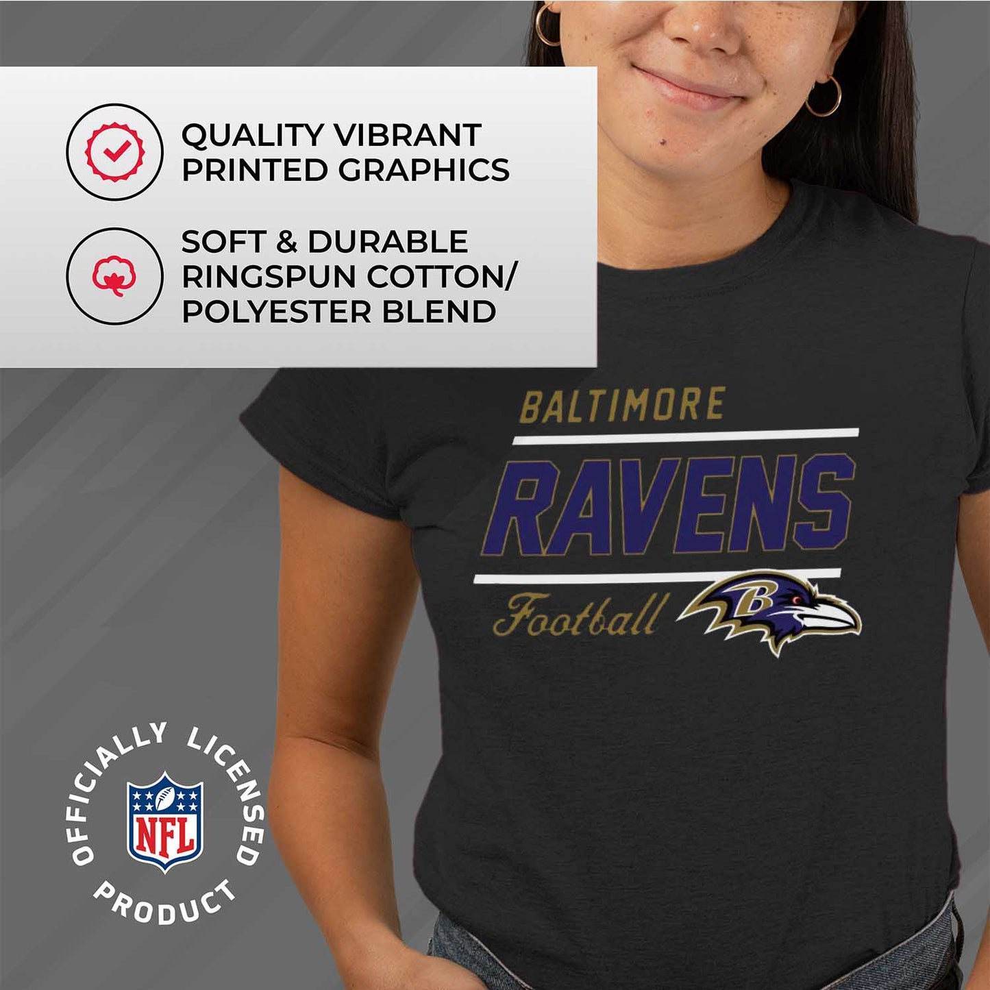 Baltimore Ravens NFL Gameday Women's Relaxed Fit T-shirt - Black