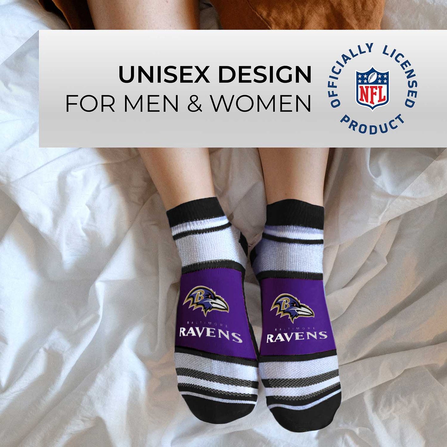 Baltimore Ravens Adult Marquis Addition No Show Socks - Purple