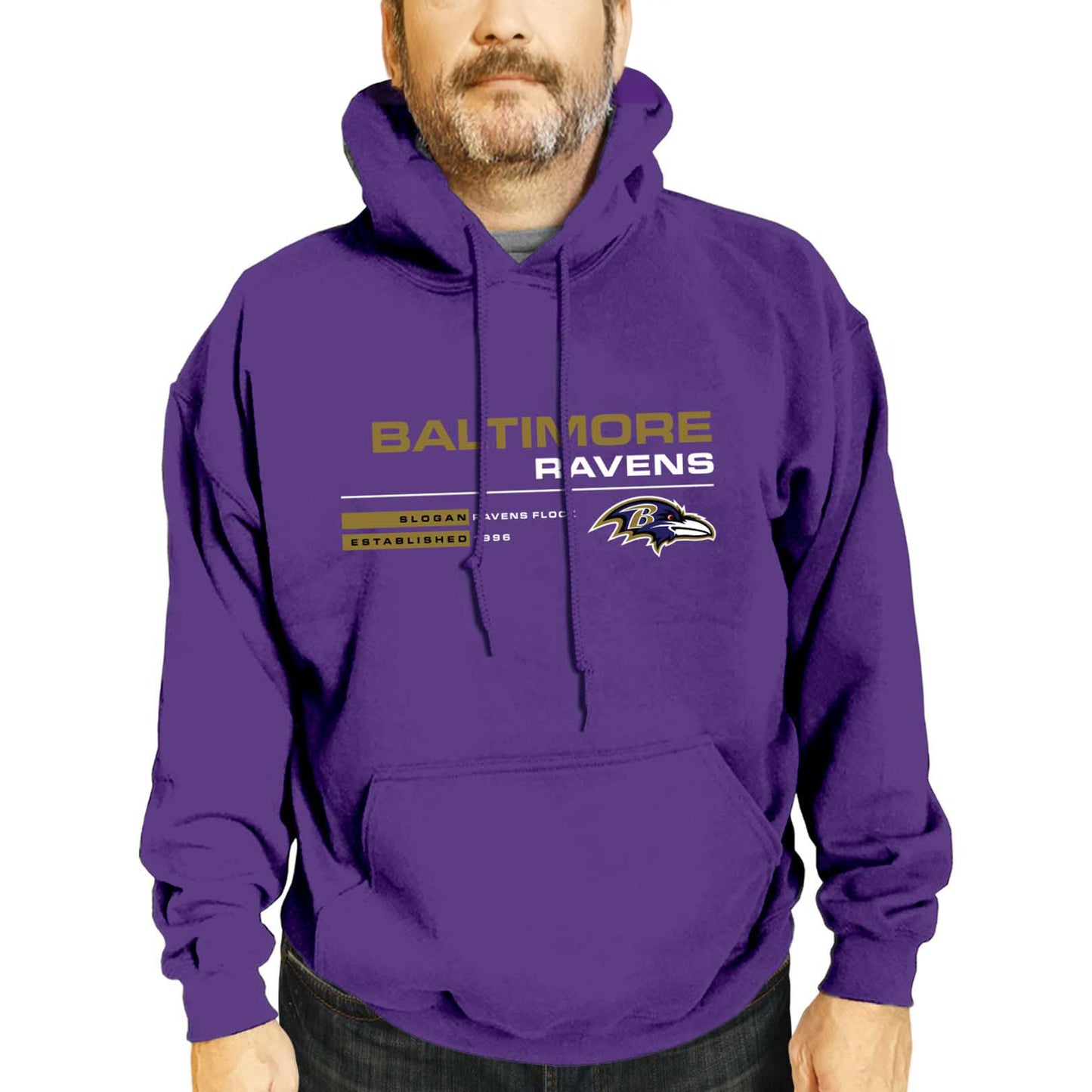 Baltimore Ravens Adult NFL Speed Stat Sheet Fleece Hooded Sweatshirt - Purple