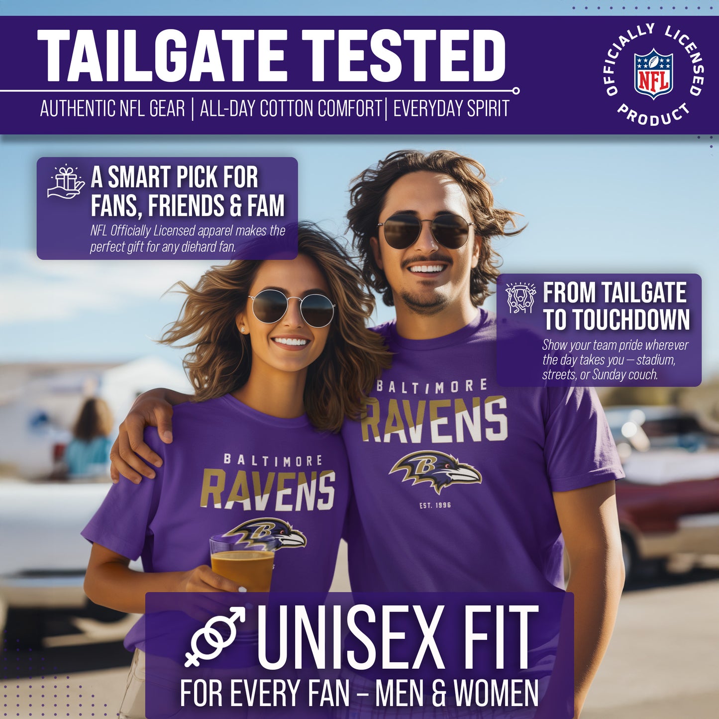 Baltimore Ravens Adult NFL Diagonal Fade Color Block T-Shirt - Purple