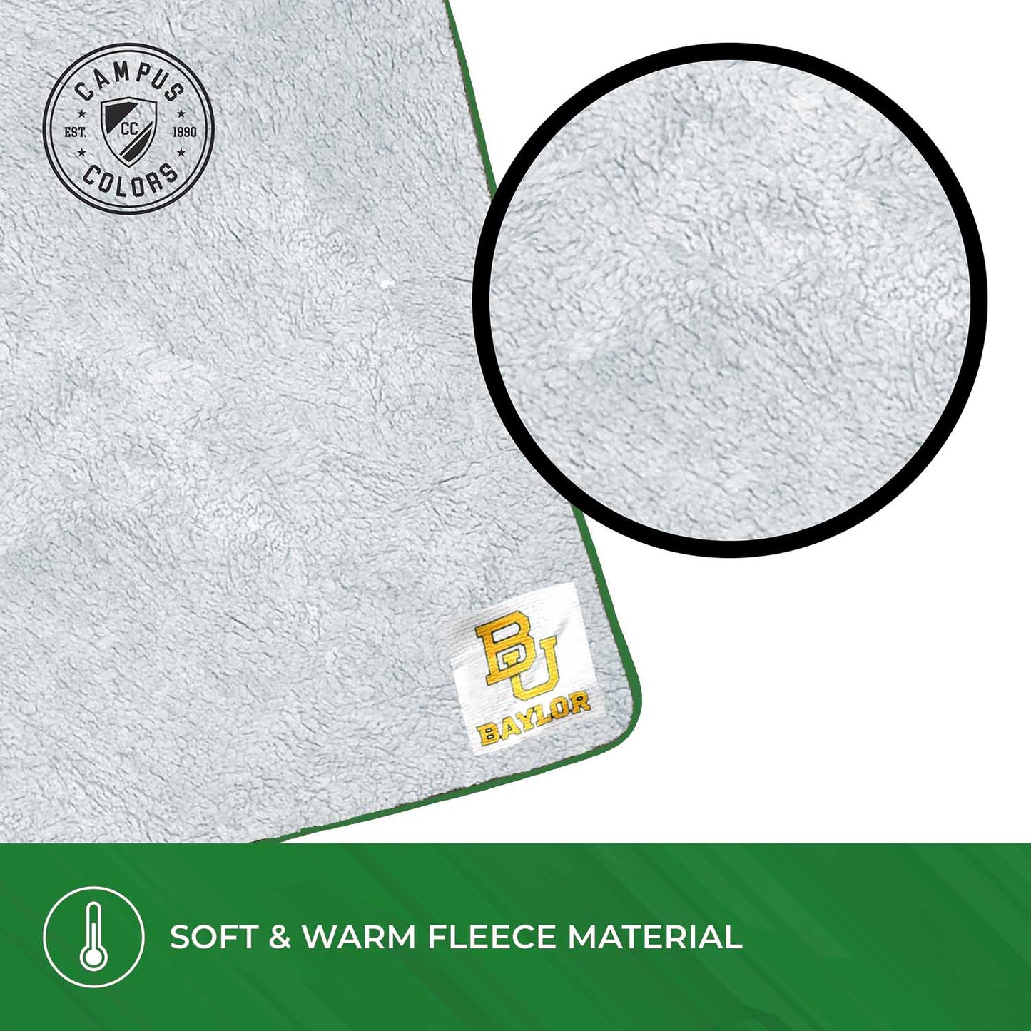 Baylor Bears NCAA Silk Sherpa College Throw Blanket - Green