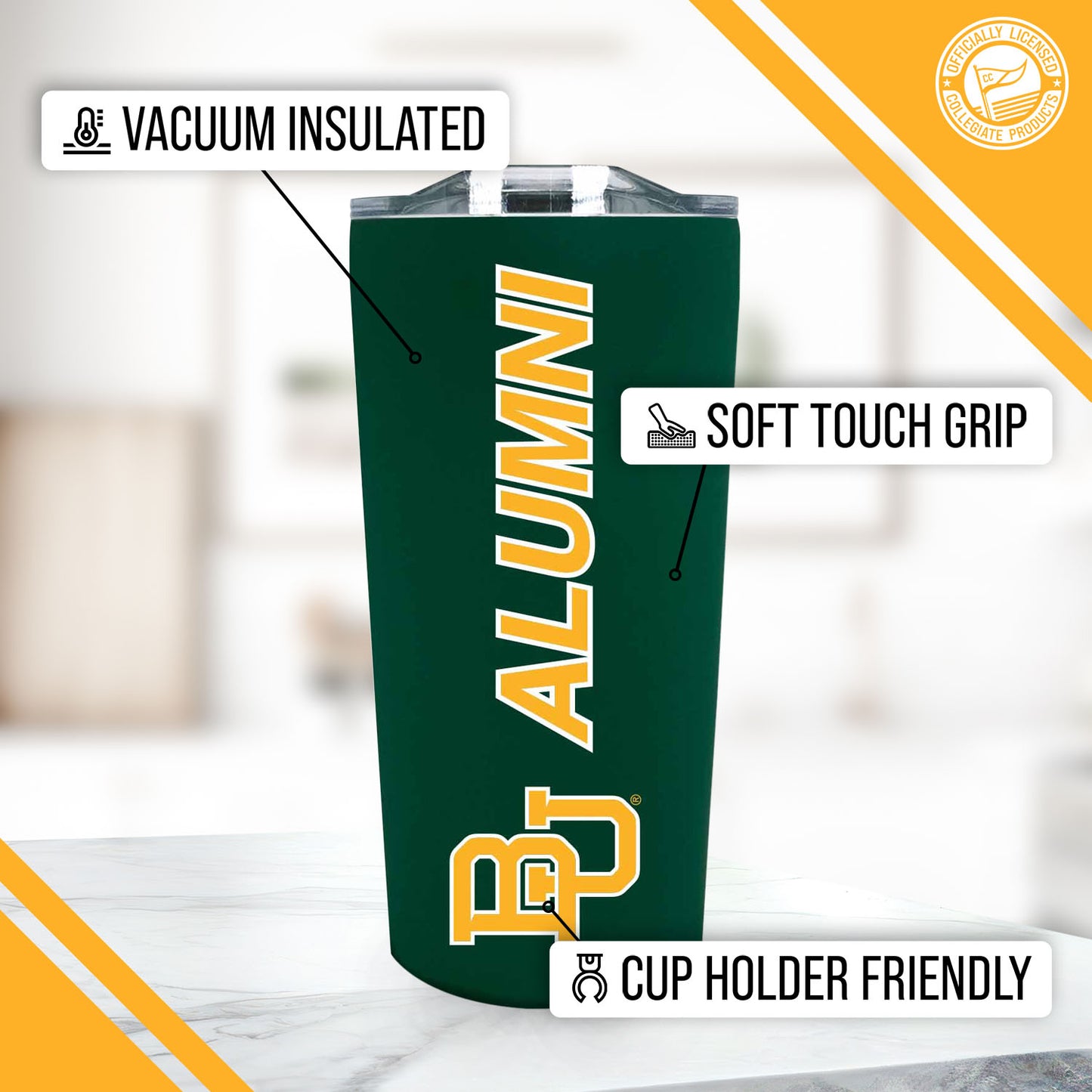 Baylor Bears Collegiate Stainless Steel Travel Tumbler for Alumni - Green
