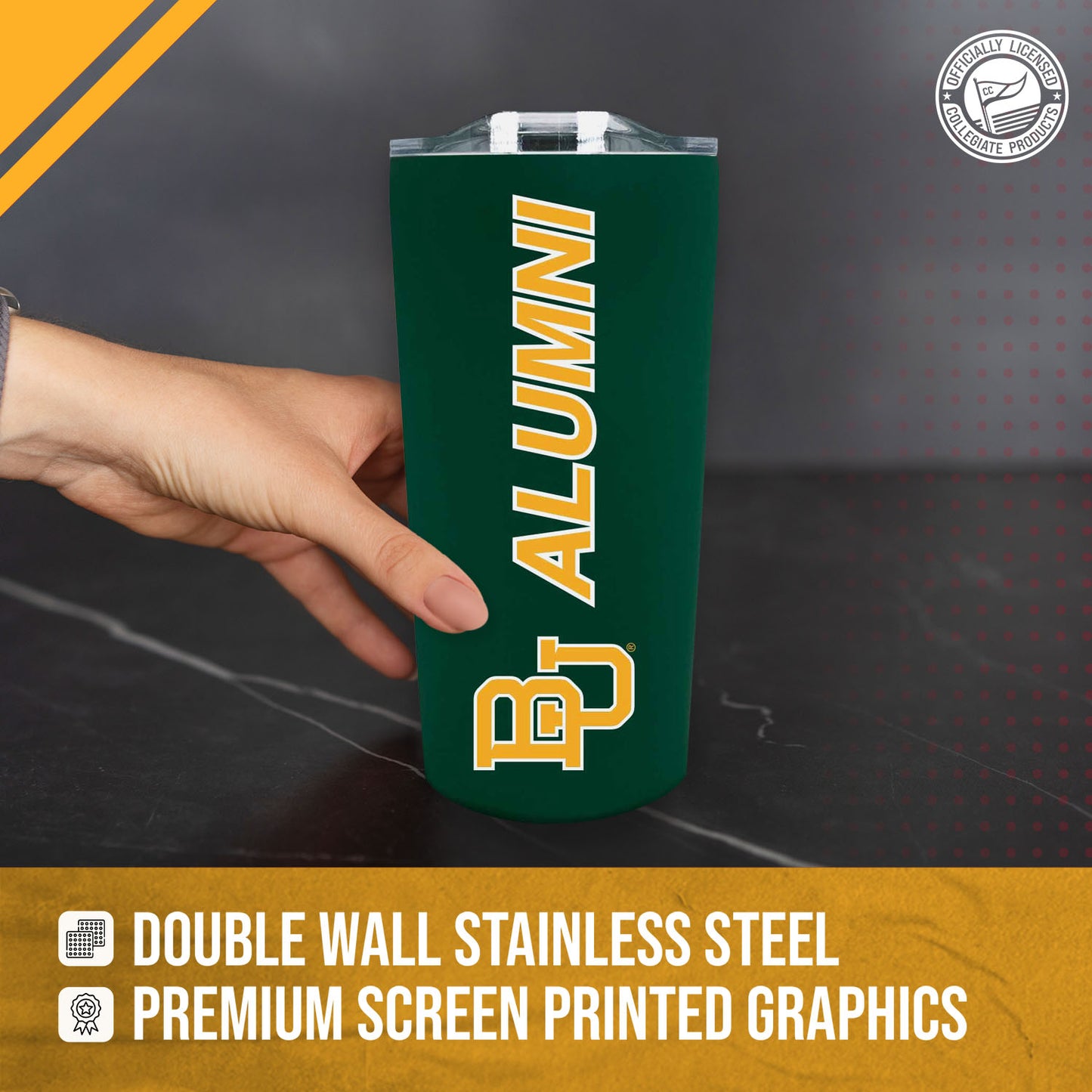 Baylor Bears Collegiate Stainless Steel Travel Tumbler for Alumni - Green