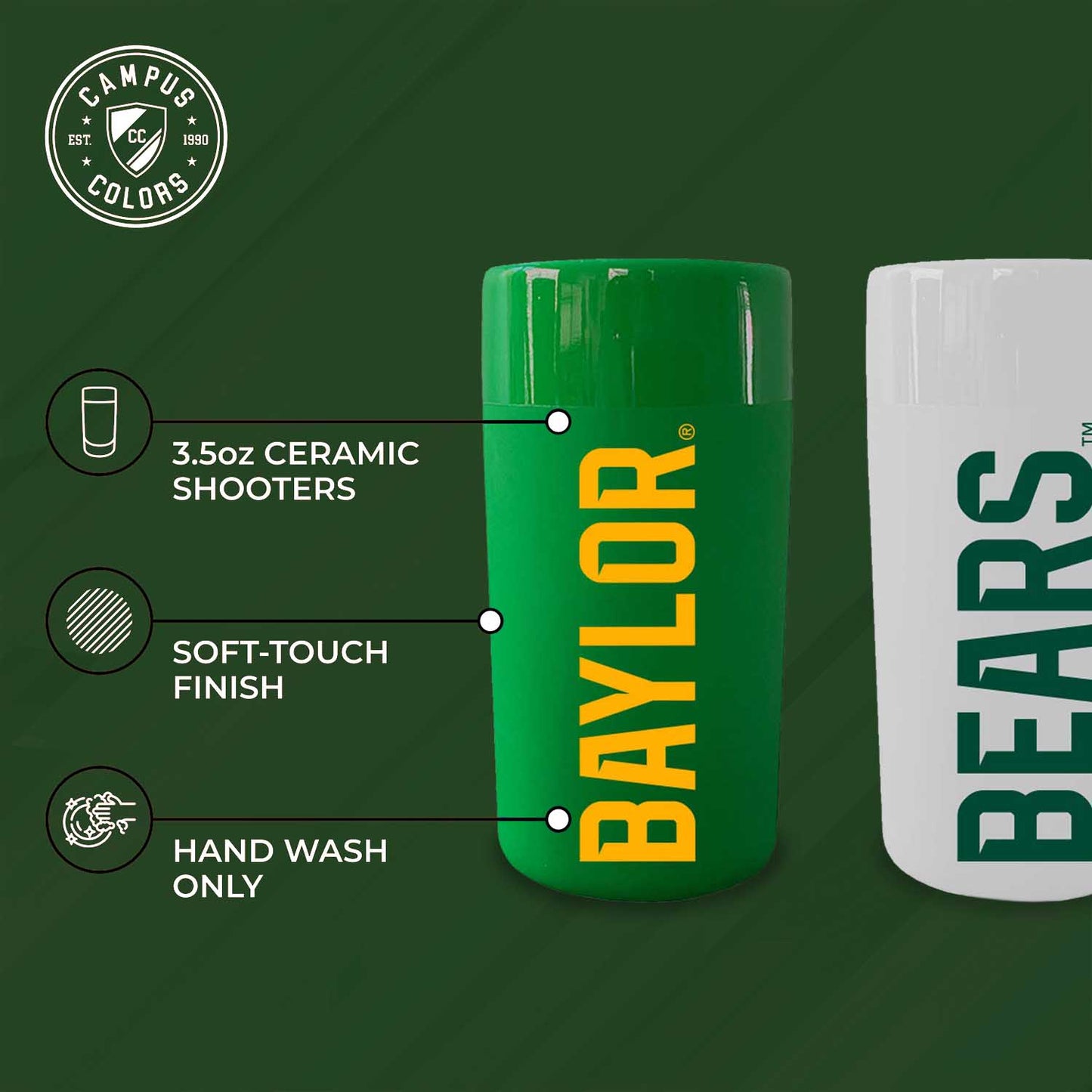 Baylor Bears College and University 2-Pack Shot Glasses - Team Color