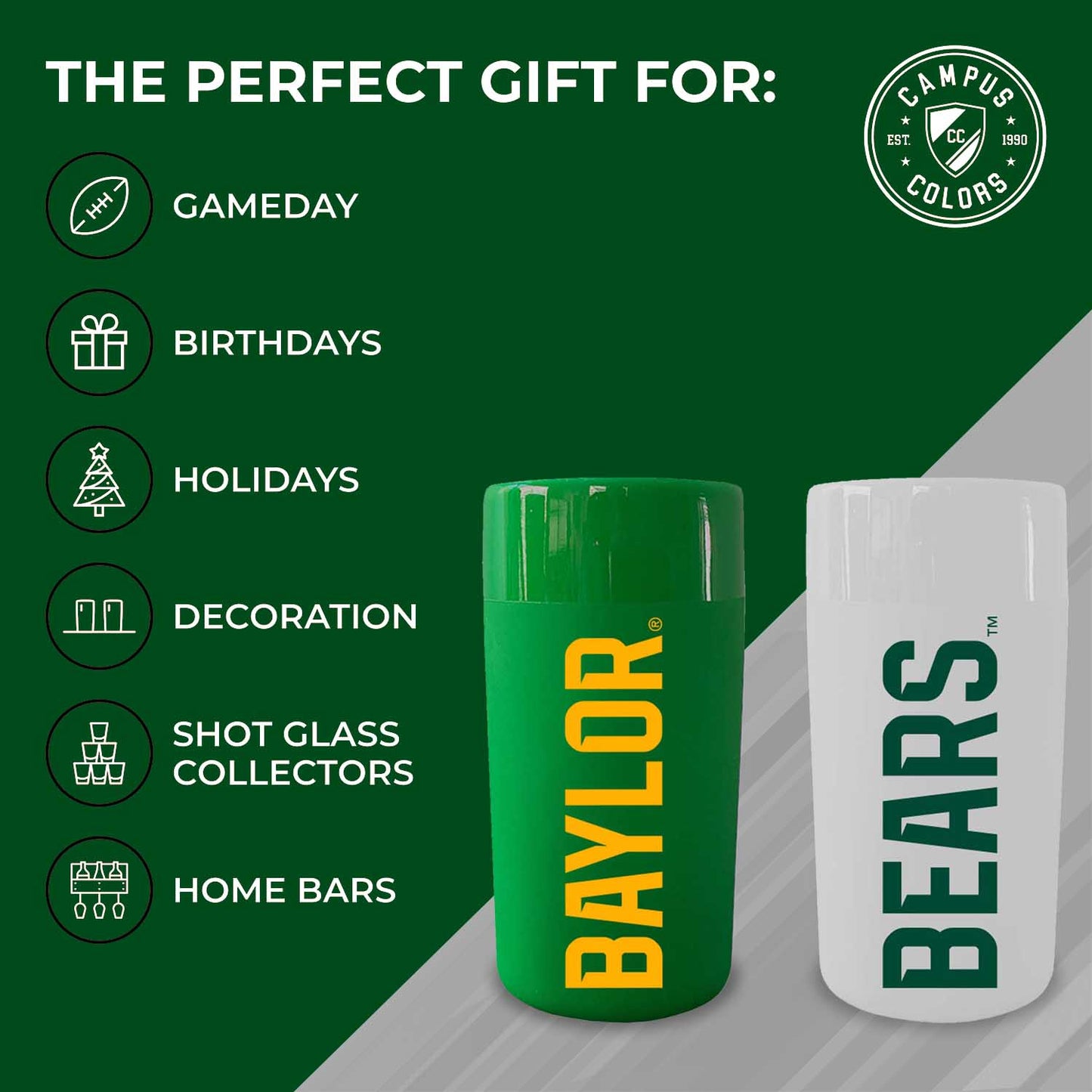 Baylor Bears College and University 2-Pack Shot Glasses - Team Color