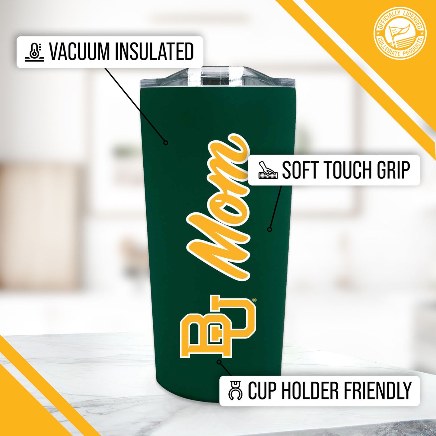 Baylor Bears NCAA Stainless Steel Travel Tumbler for Mom - Green