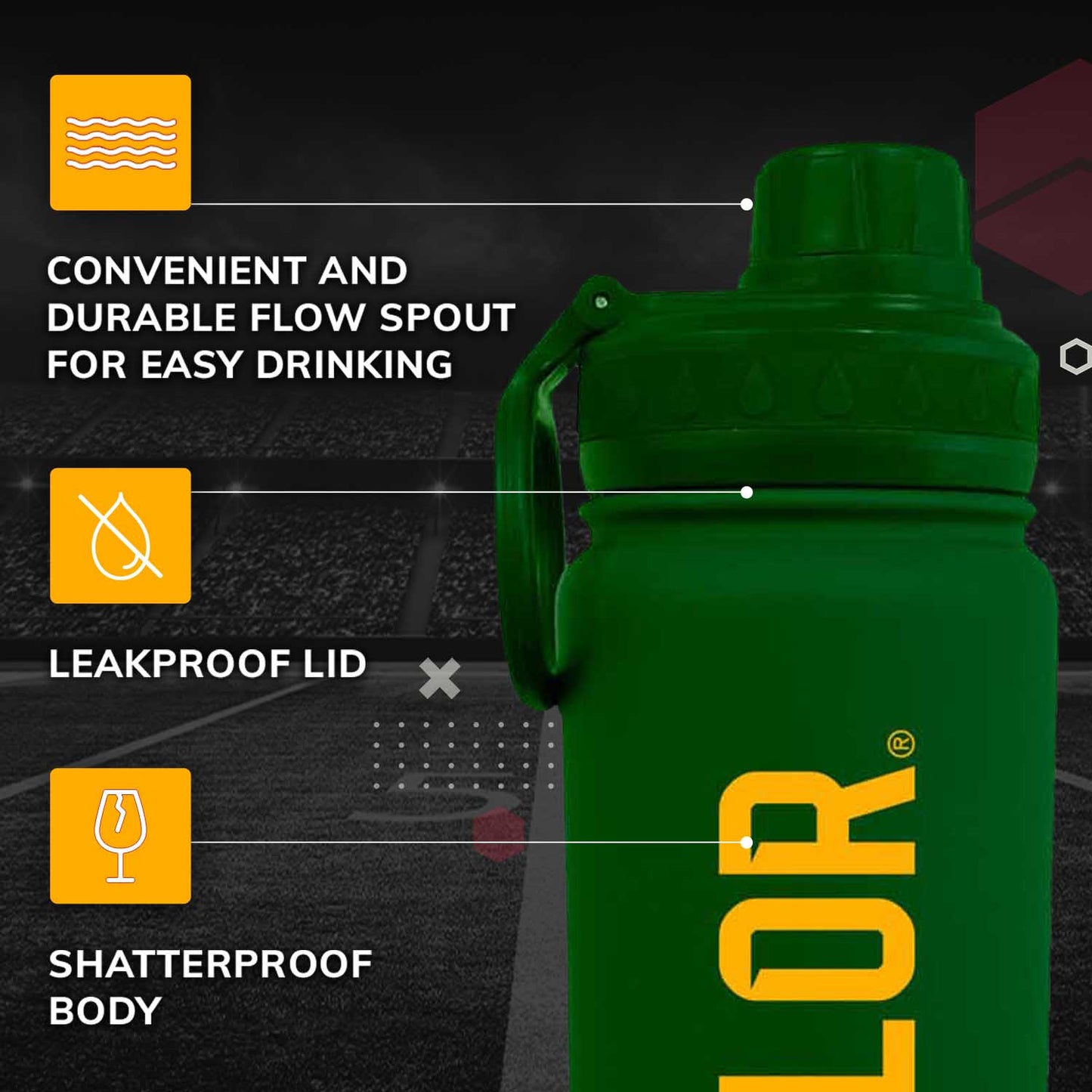 Baylor Bears NCAA Stainless Steel Water Bottle - Green