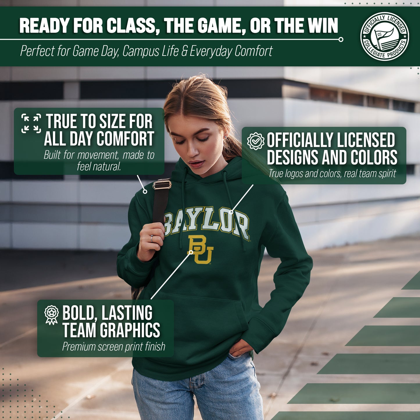 Baylor Bears Adult Arch & Logo Soft Style Gameday Hooded Sweatshirt - Team Color