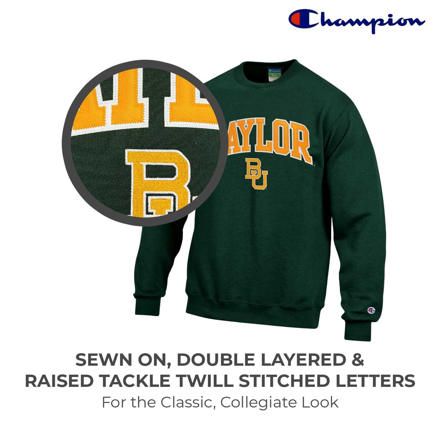 Baylor Bears Adult Tackle Twill Crewneck - Green