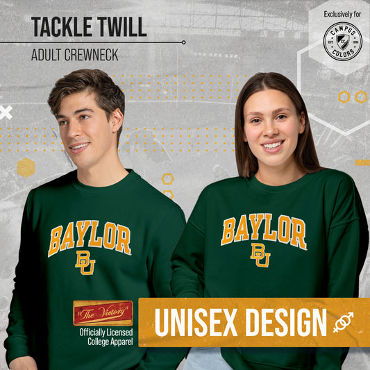 Baylor Bears NCAA Adult Tackle Twill Crewneck Sweatshirt - Green