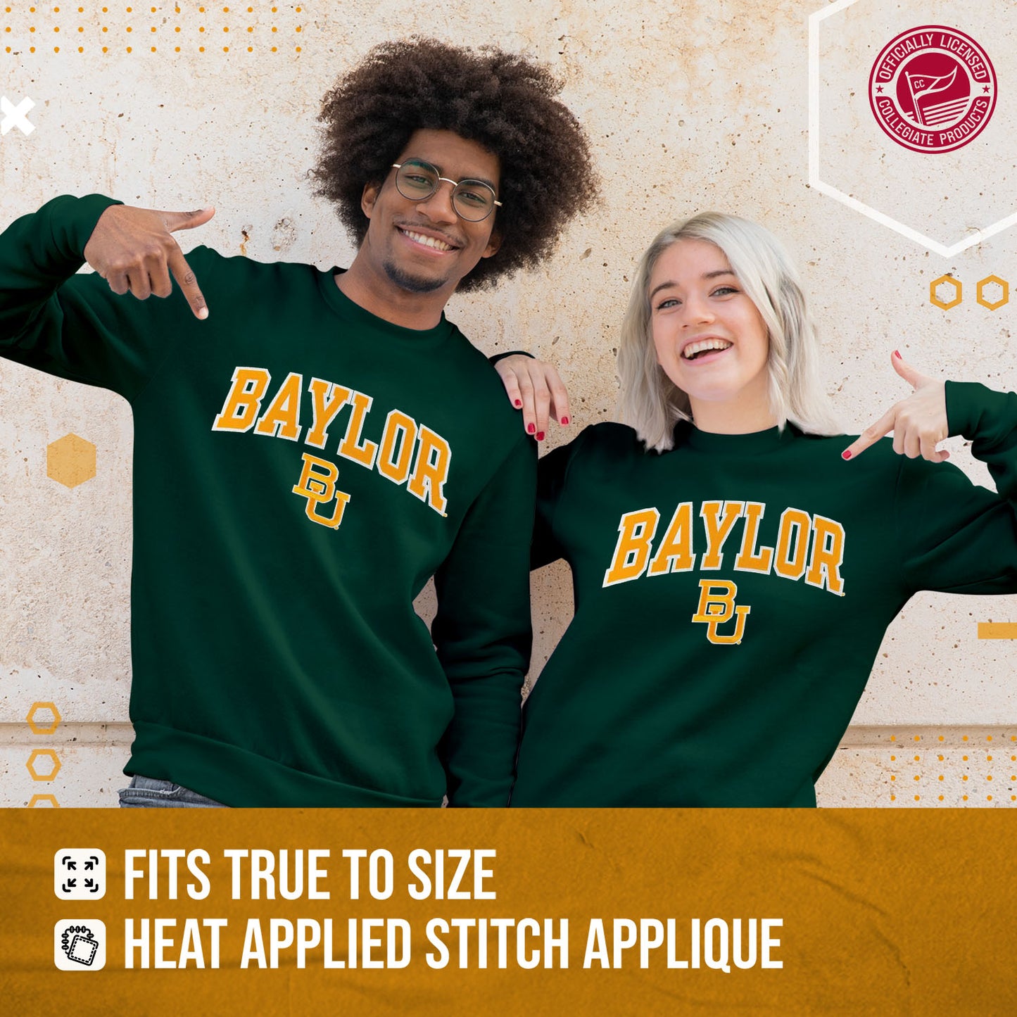 Baylor Bears NCAA Adult Tackle Twill Crewneck Sweatshirt - Green