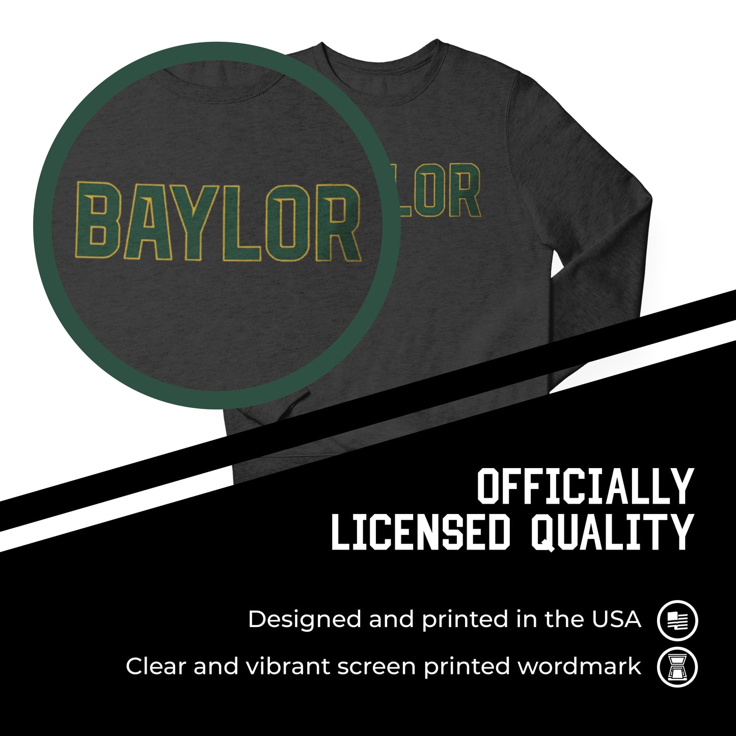 Baylor Bears NCAA Adult Charcoal Crewneck Fleece Sweatshirt - Charcoal