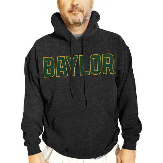 Baylor Bears NCAA Adult Cotton Blend Charcoal Hooded Sweatshirt - Charcoal