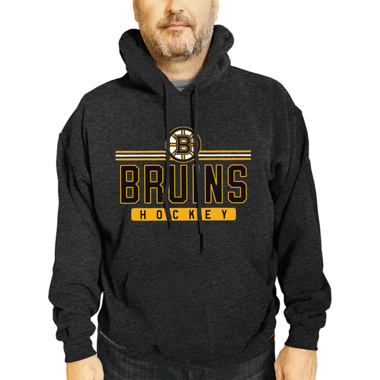 Boston  Bruins NHL Adult Heather Charcoal True Fan Hooded Sweatshirt Unisex - Charcoal