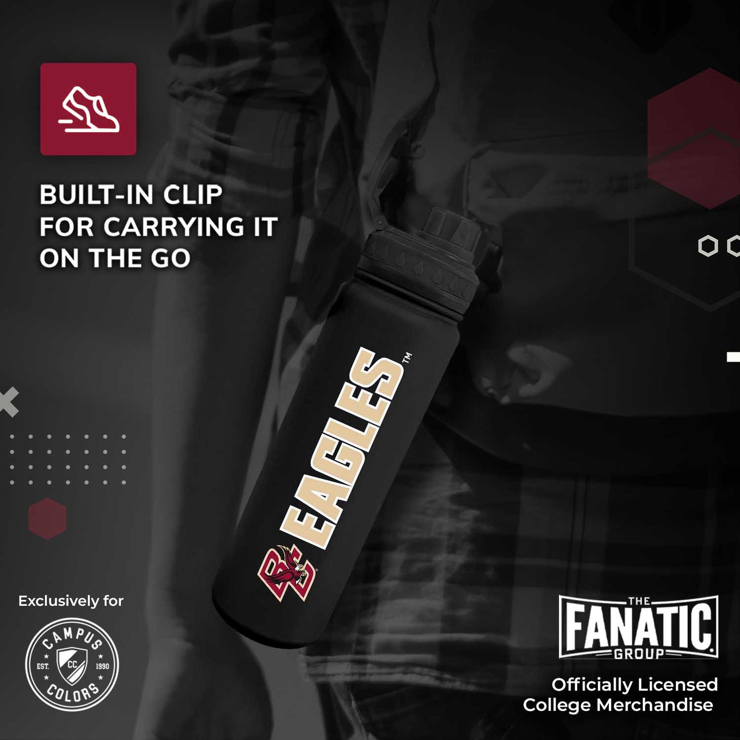 Boston College Eagles NCAA Stainless Steel Water Bottle - Black