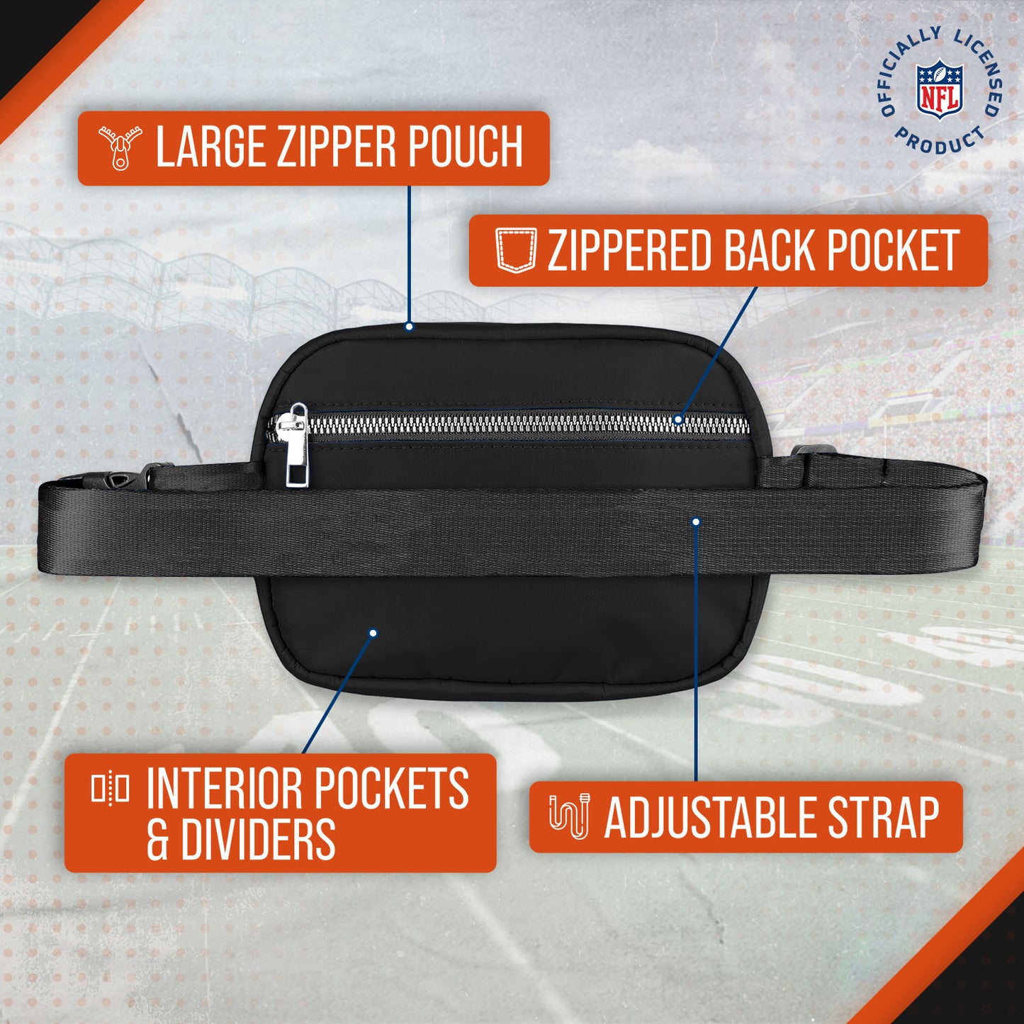 Cincinnati Bengals NFL Gameday On The Move Crossbody Belt Bag - Black