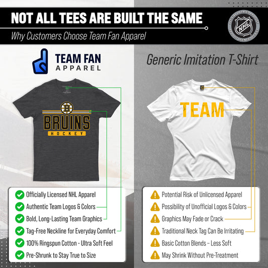 Boston Bruins Adult NHL Heather Charcoal True Fan Hockey T-Shirt - Charcoal