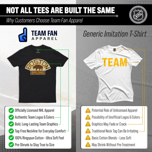 Boston Bruins NHL Adult Retro Logo Tag-Less T-Shirt - Black Heather