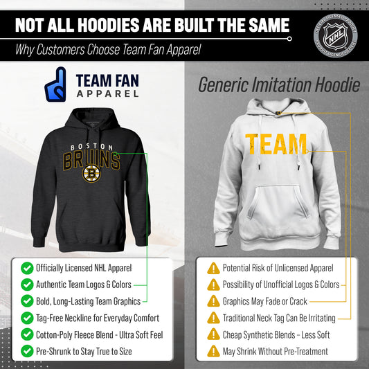 Boston Bruins NHL Adult Unisex Powerplay Hooded Sweatshirt - Black Heather