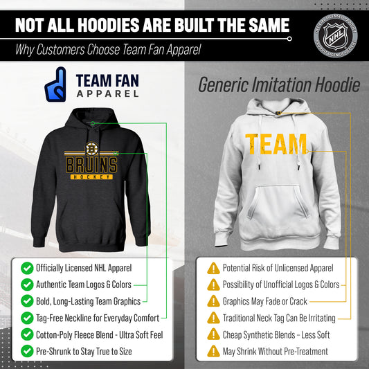 Boston Bruins NHL Adult Heather Charcoal True Fan Hooded Sweatshirt Unisex - Charcoal