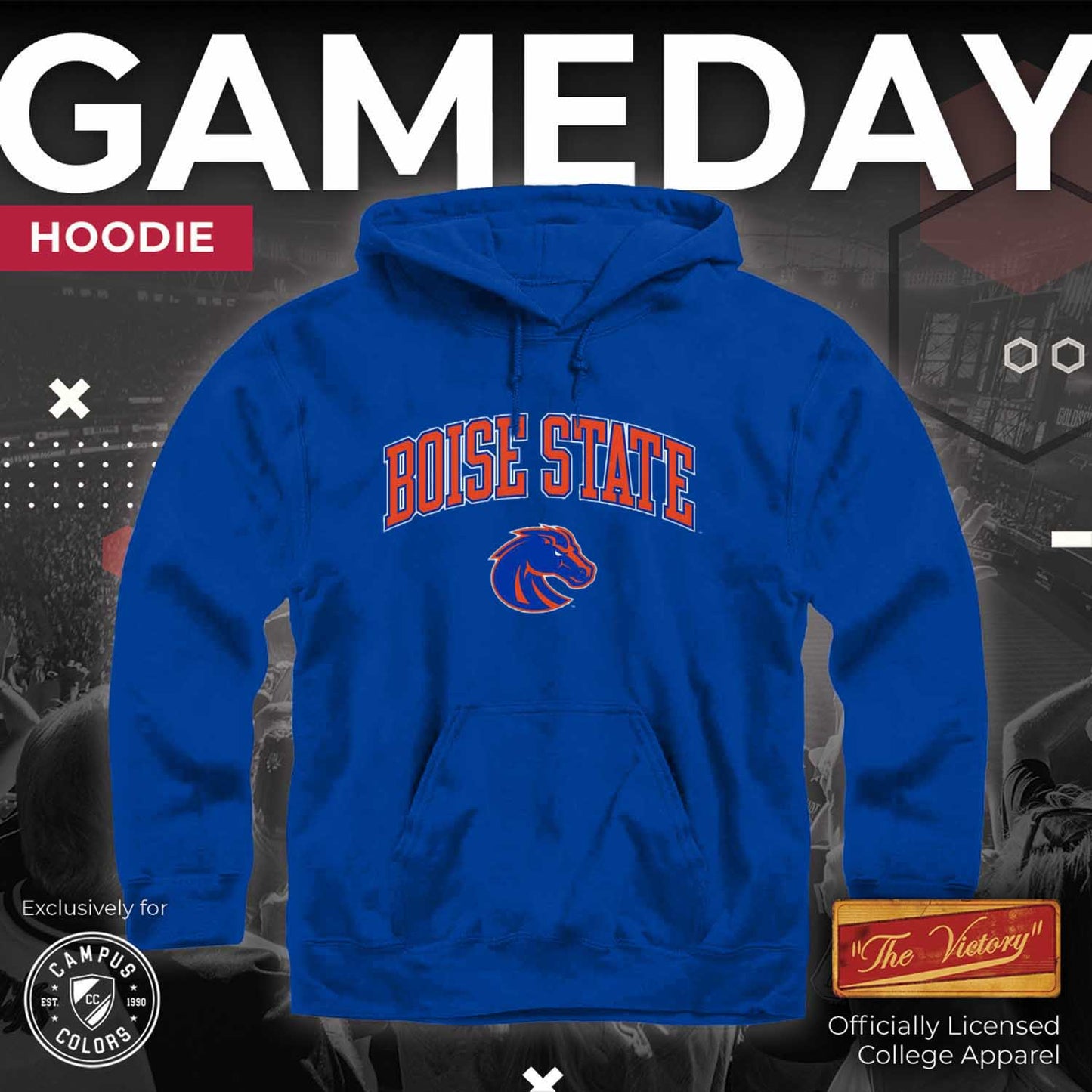 Boise State Broncos Adult Arch & Logo Soft Style Gameday Hooded Sweatshirt - Royal