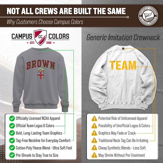 Brown Bears Campus Colors Adult Arch & Logo Soft Style Gameday Crewneck Sweatshirt  - Gray
