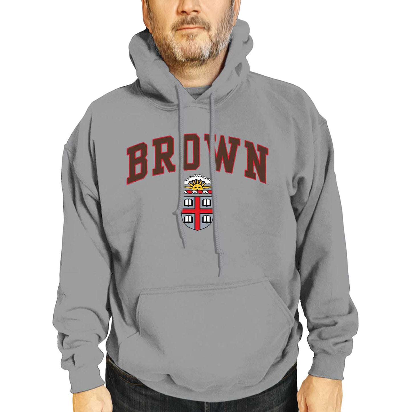 Brown Bears Campus Colors Adult Arch & Logo Soft Style Gameday Hooded Sweatshirt - Gray