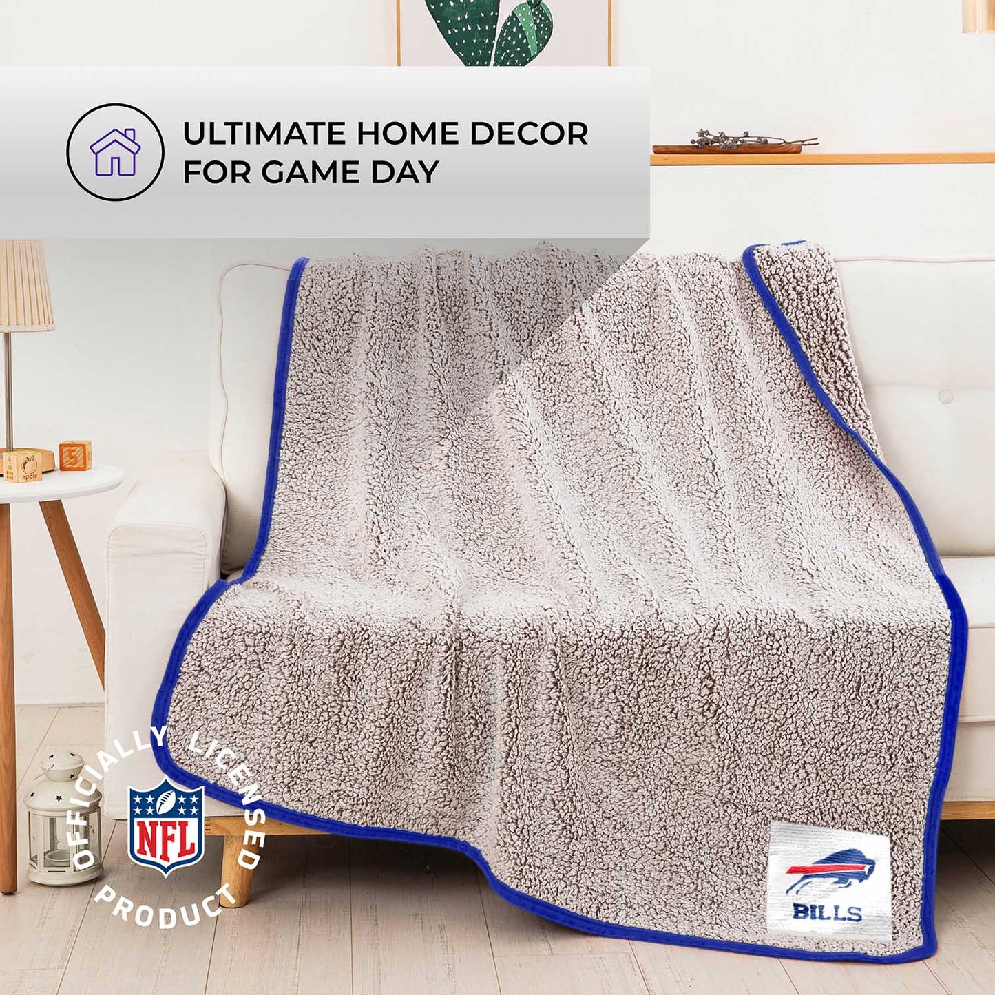 Buffalo Bills NFL Silk Touch Sherpa Throw Blanket - Royal