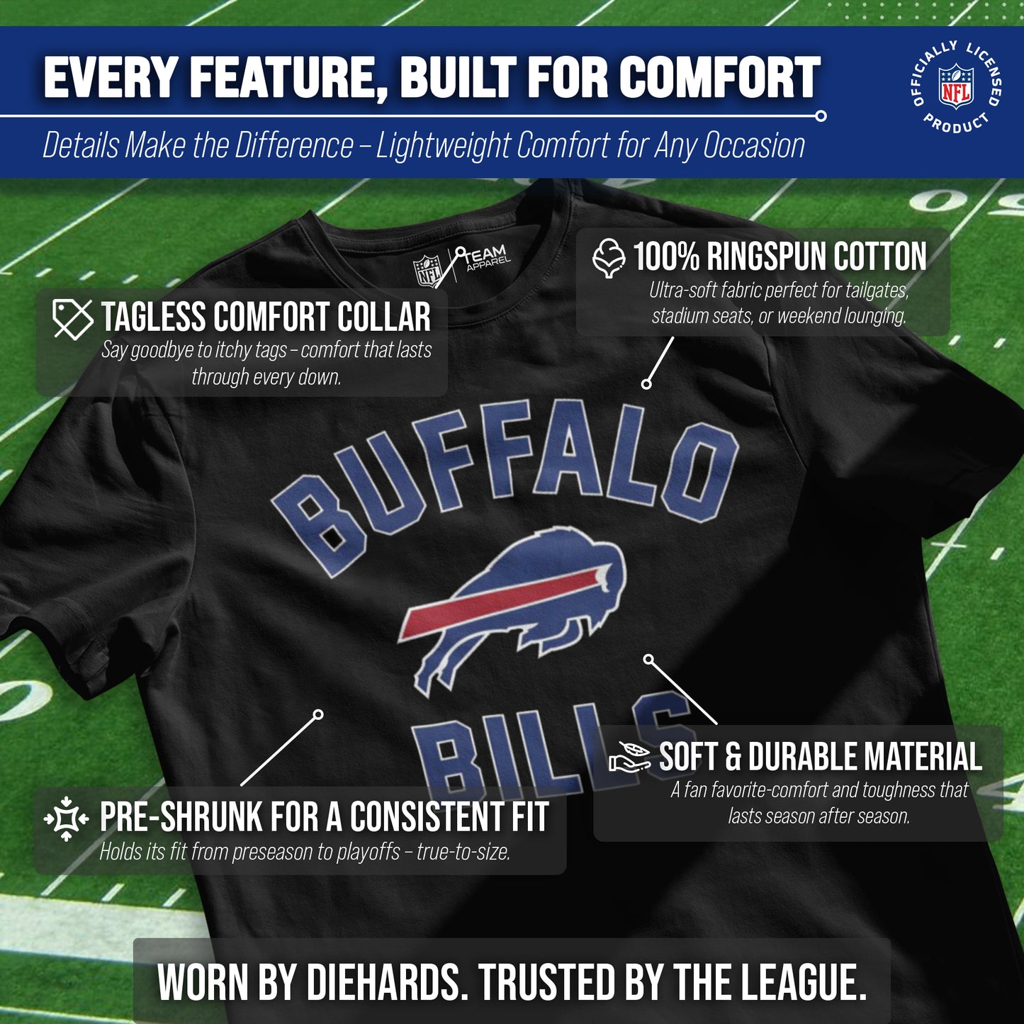 Buffalo Bills NFL Adult Gameday T-Shirt - Black