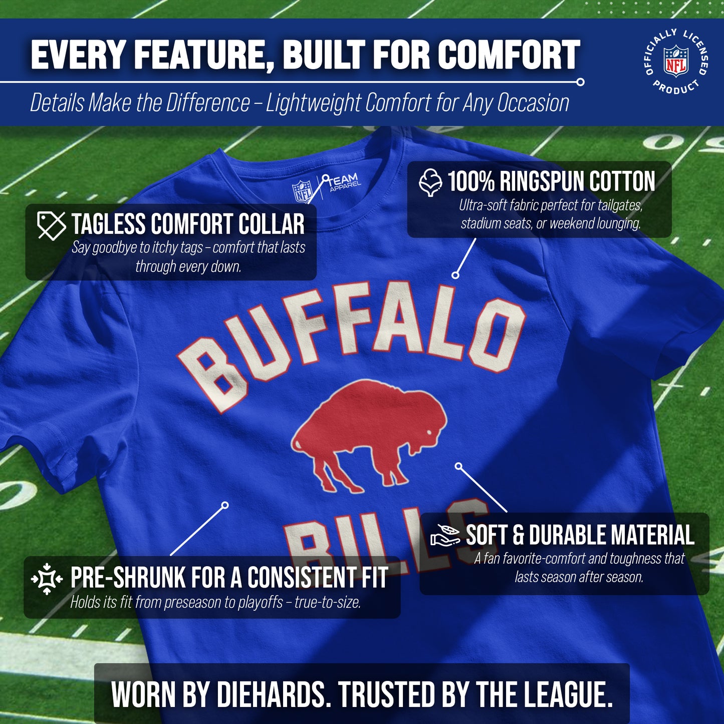 Buffalo Bills NFL Adult Retro Gameday Unisex T-Shirt - Royal
