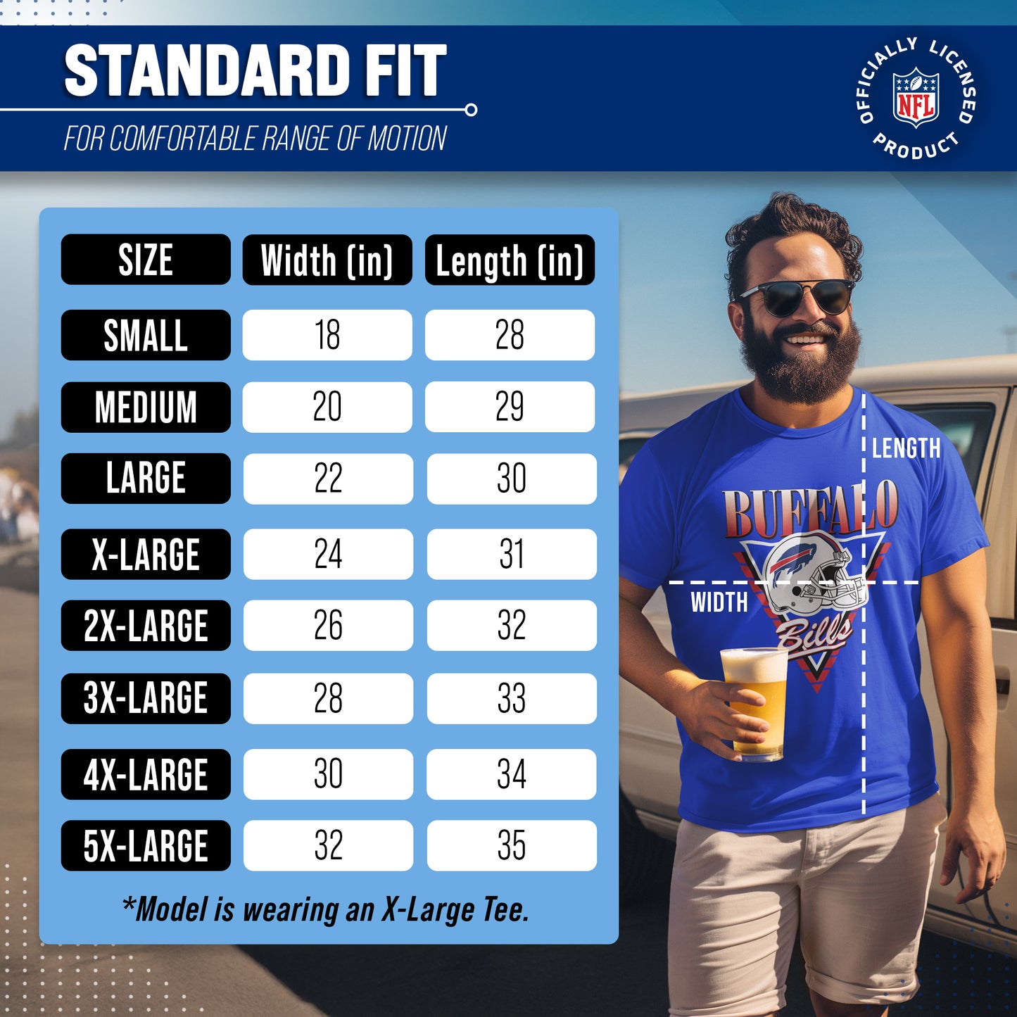 Buffalo Bills NFL Adult Retro Triangle Unisex T-Shirt - Royal