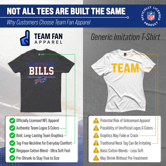 Buffalo Bills NFL Adult Team Block Tagless T-Shirt - Charcoal