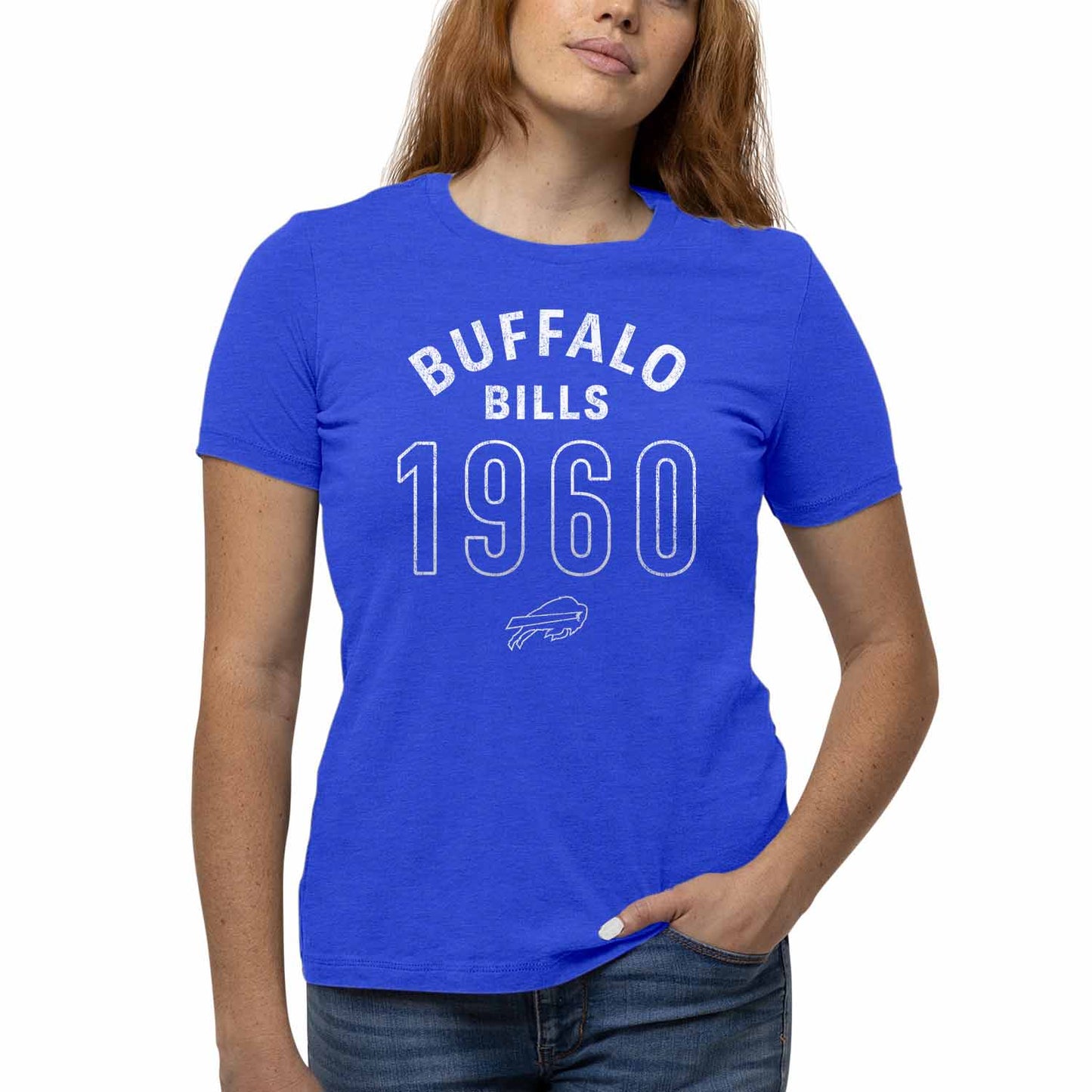 Buffalo Bills NFL Womens Big Date Tag-Less T-Shirt - Royal Heather