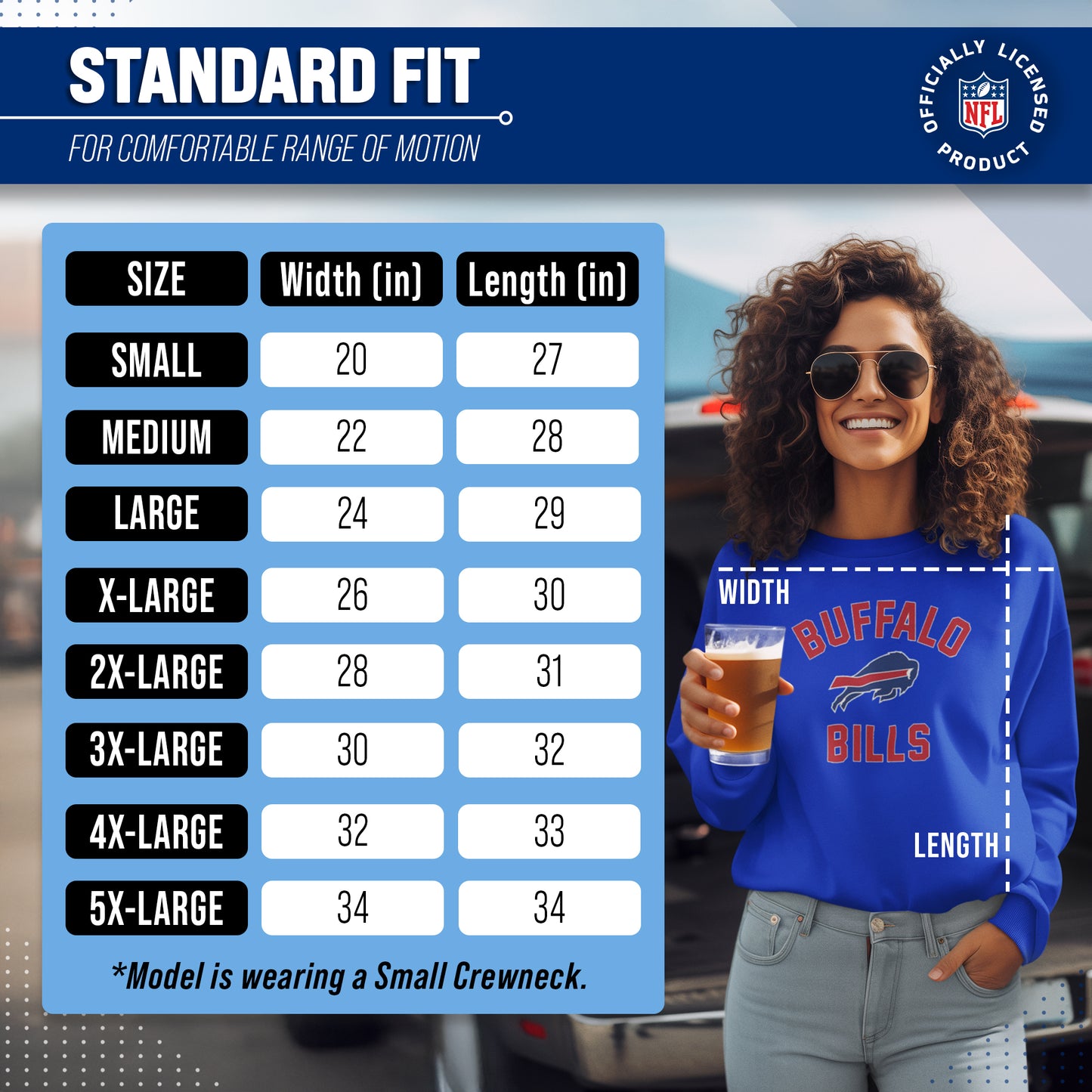 Buffalo Bills NFL Adult Gameday Football Crewneck Sweatshirt - Royal