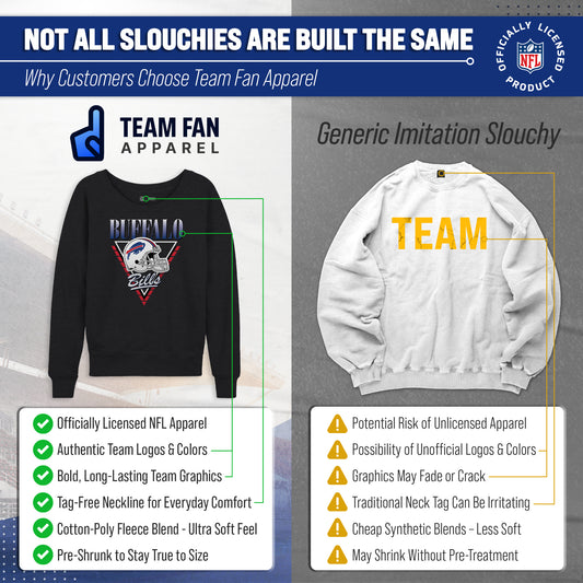 Buffalo Bills NFL Womens Retro Triangle Slouchy Crewneck - Heather Charcoal