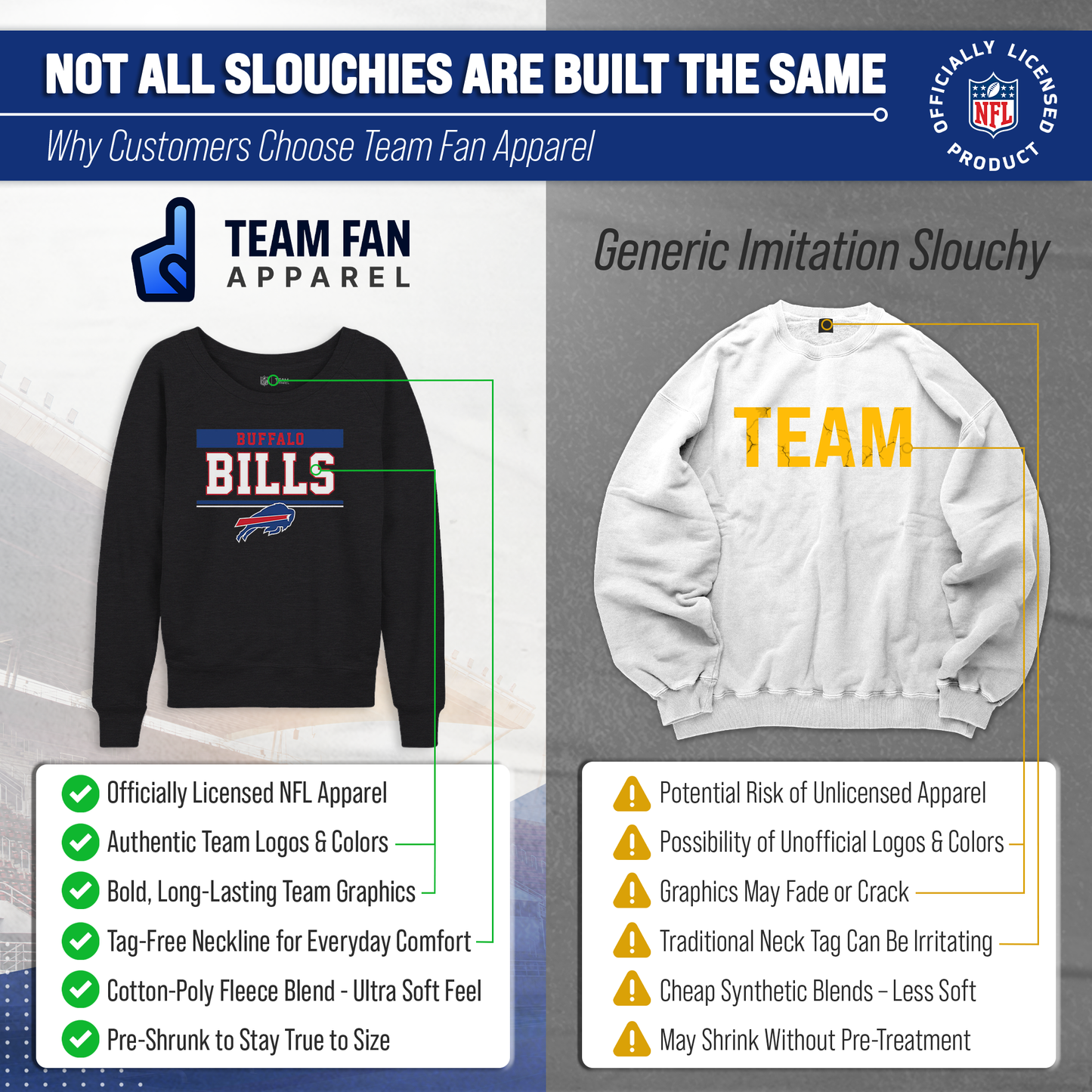 Buffalo Bills NFL Womens Charcoal Crew Neck Football Apparel - Charcoal