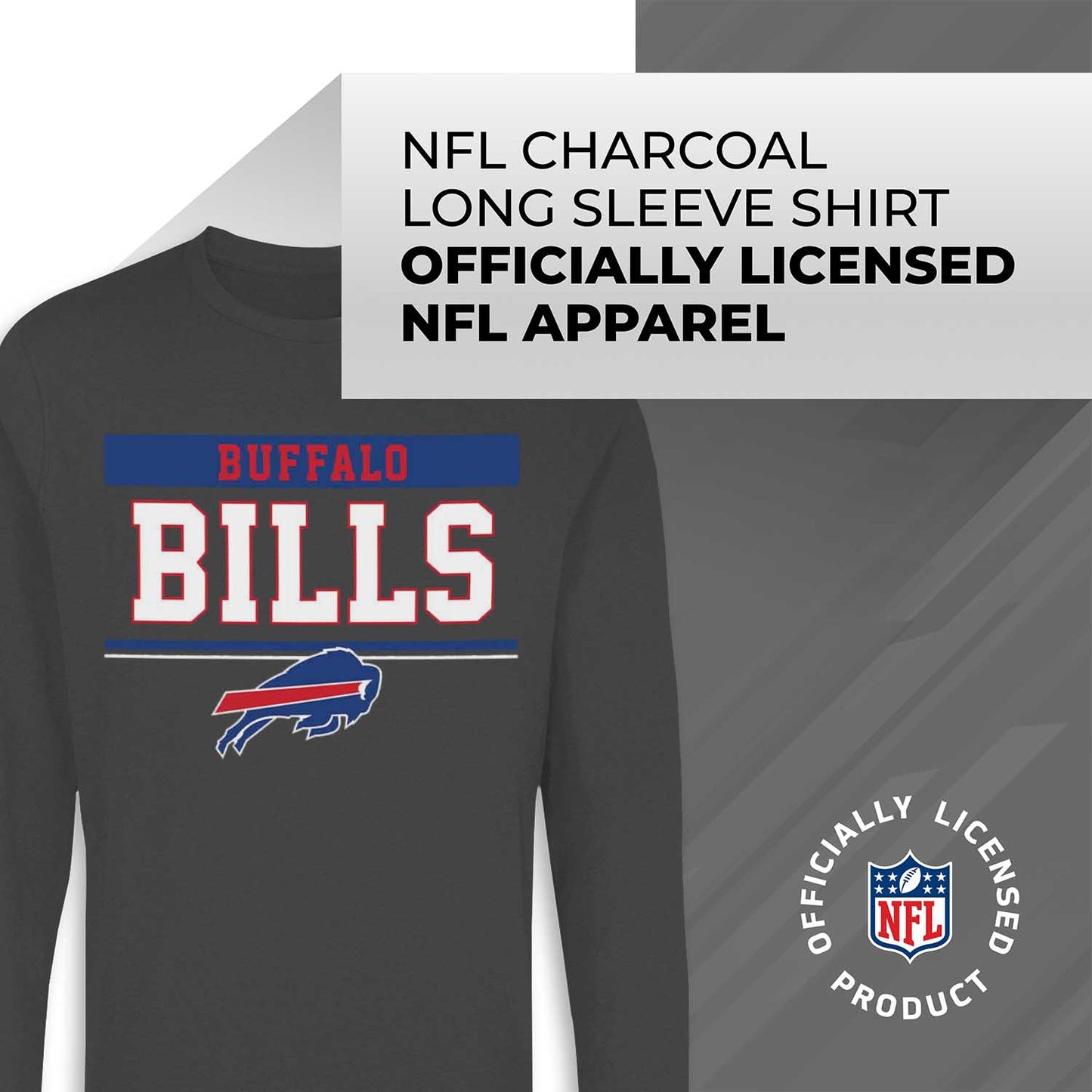 Buffalo Bills NFL Adult Charcoal Long Sleeve T Shirt - Charcoal