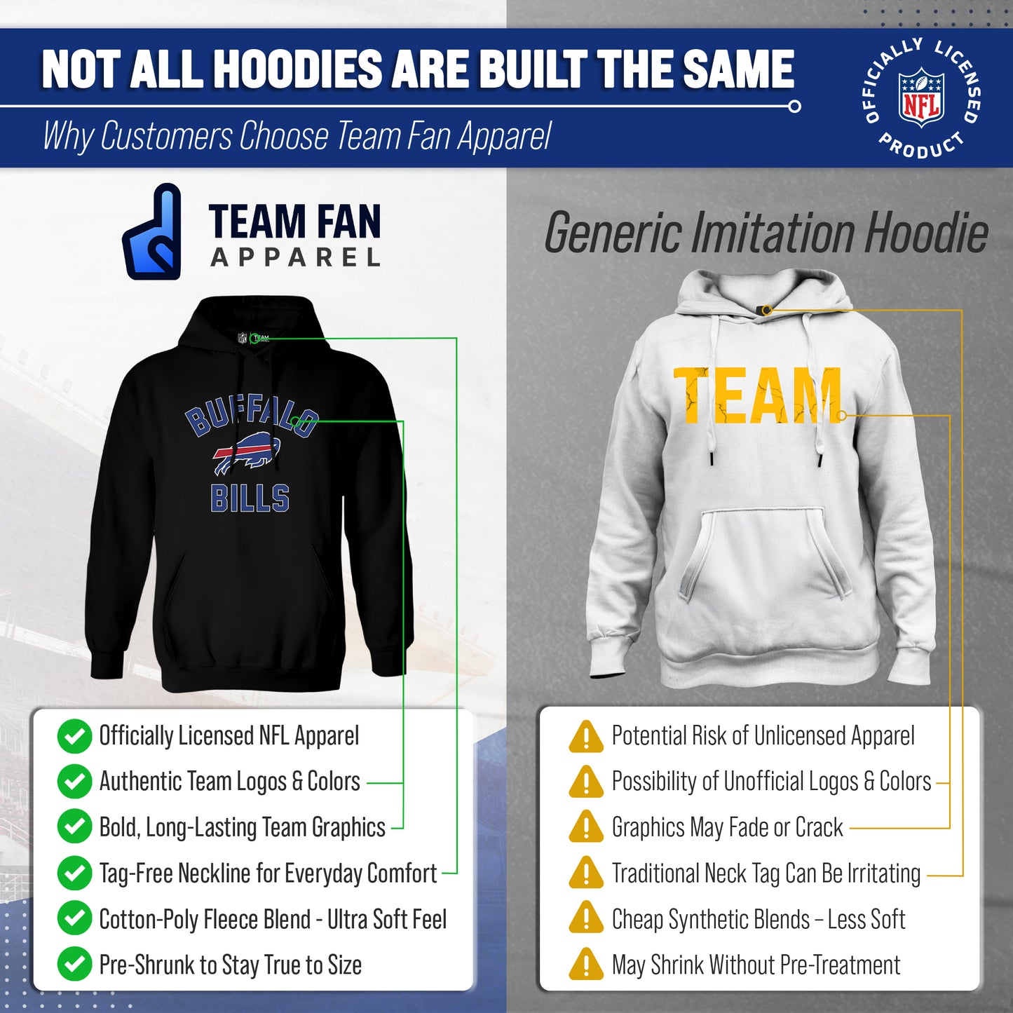 Buffalo Bills NFL Adult Gameday Hooded Sweatshirt - Black