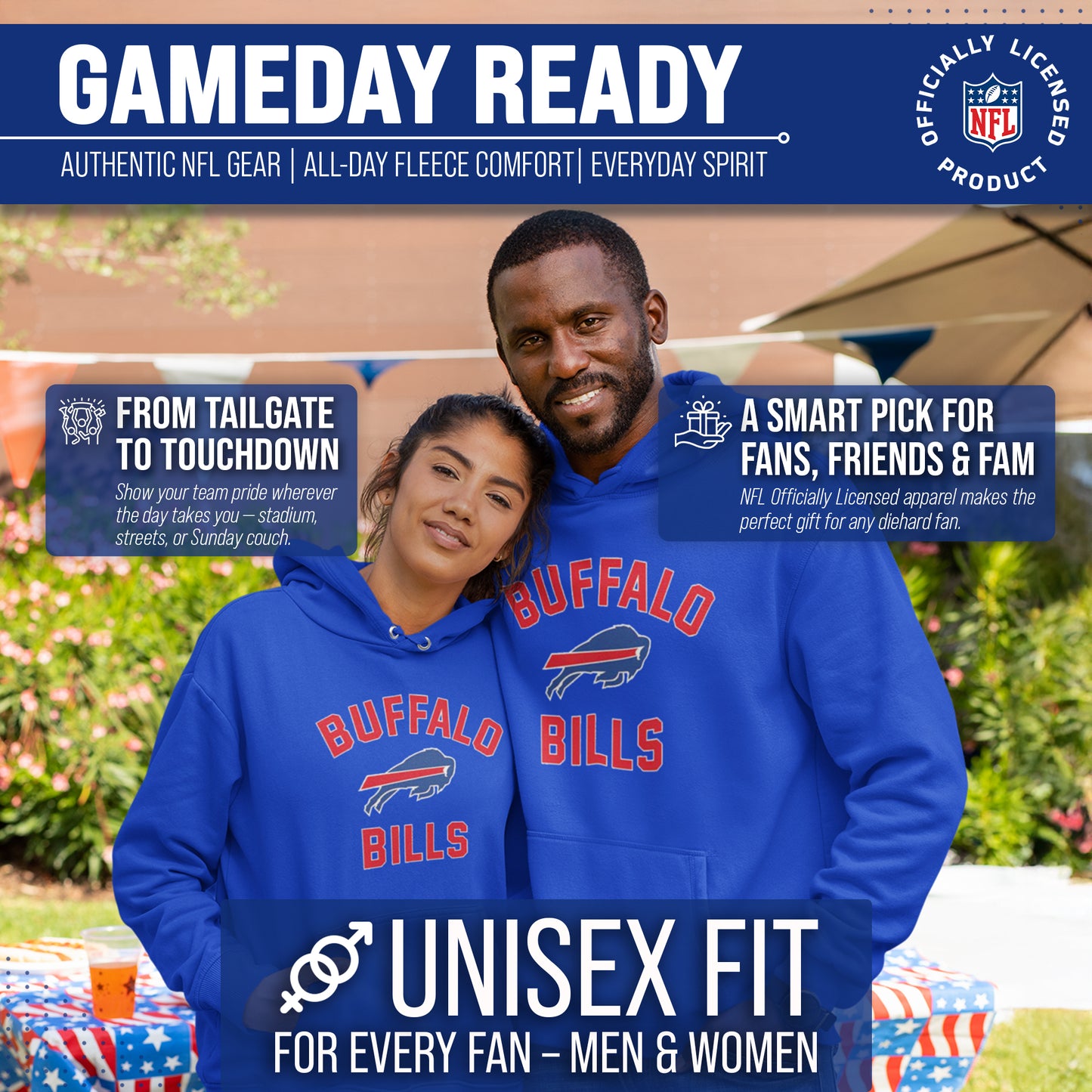 Buffalo Bills NFL Gameday Adult Hooded Sweatshirt - Royal