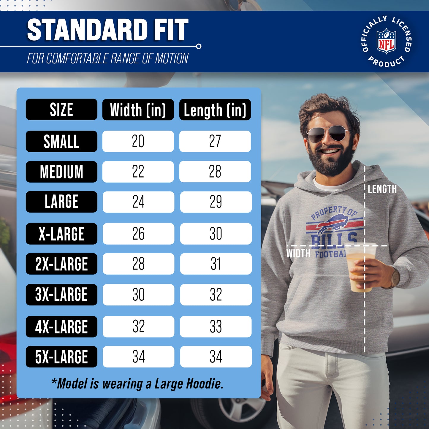 Buffalo Bills NFL Adult Property Of Hooded Sweatshirt - Sport Gray