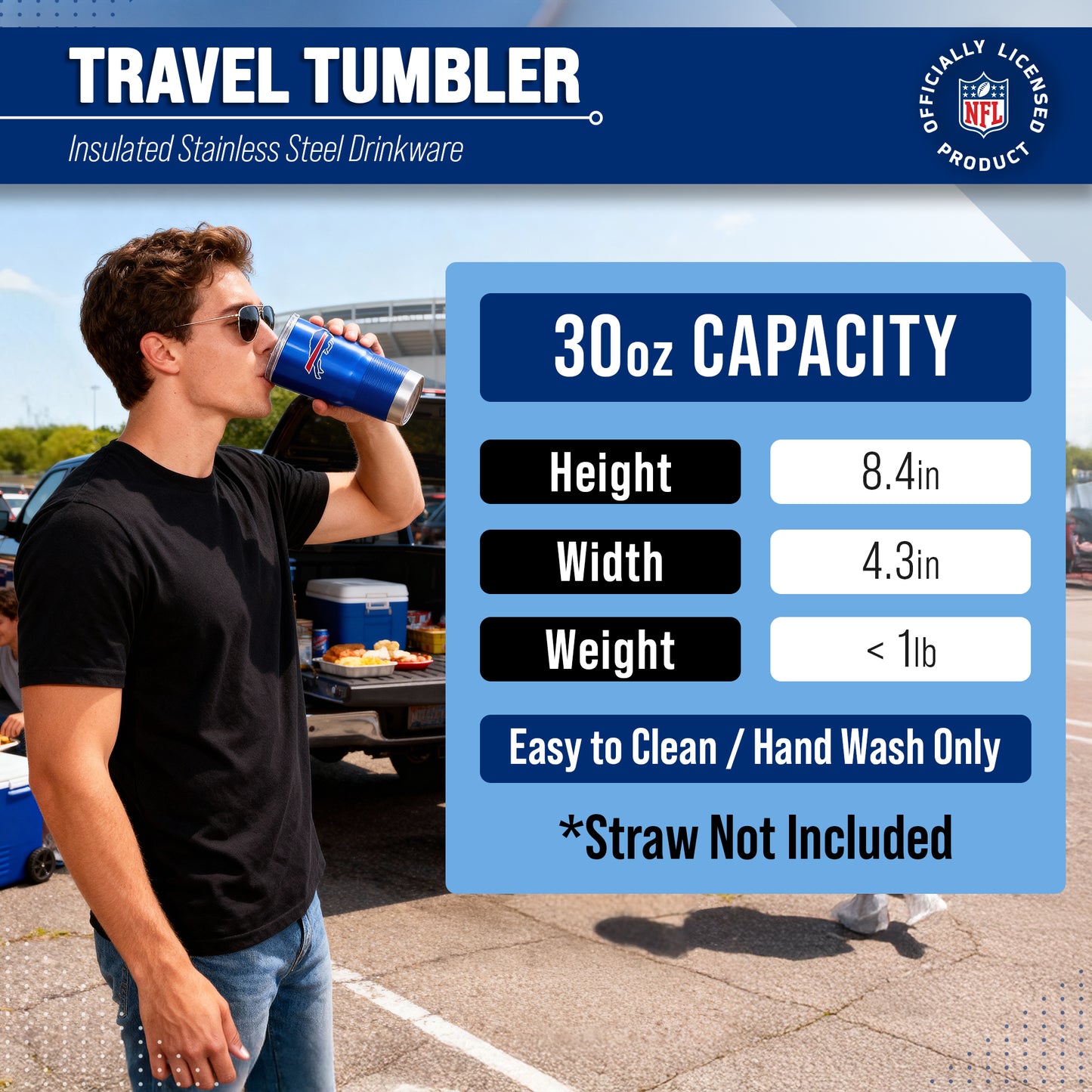 Buffalo Bills NFL 30oz Gameday Stainless Steel Tumbler - Royal