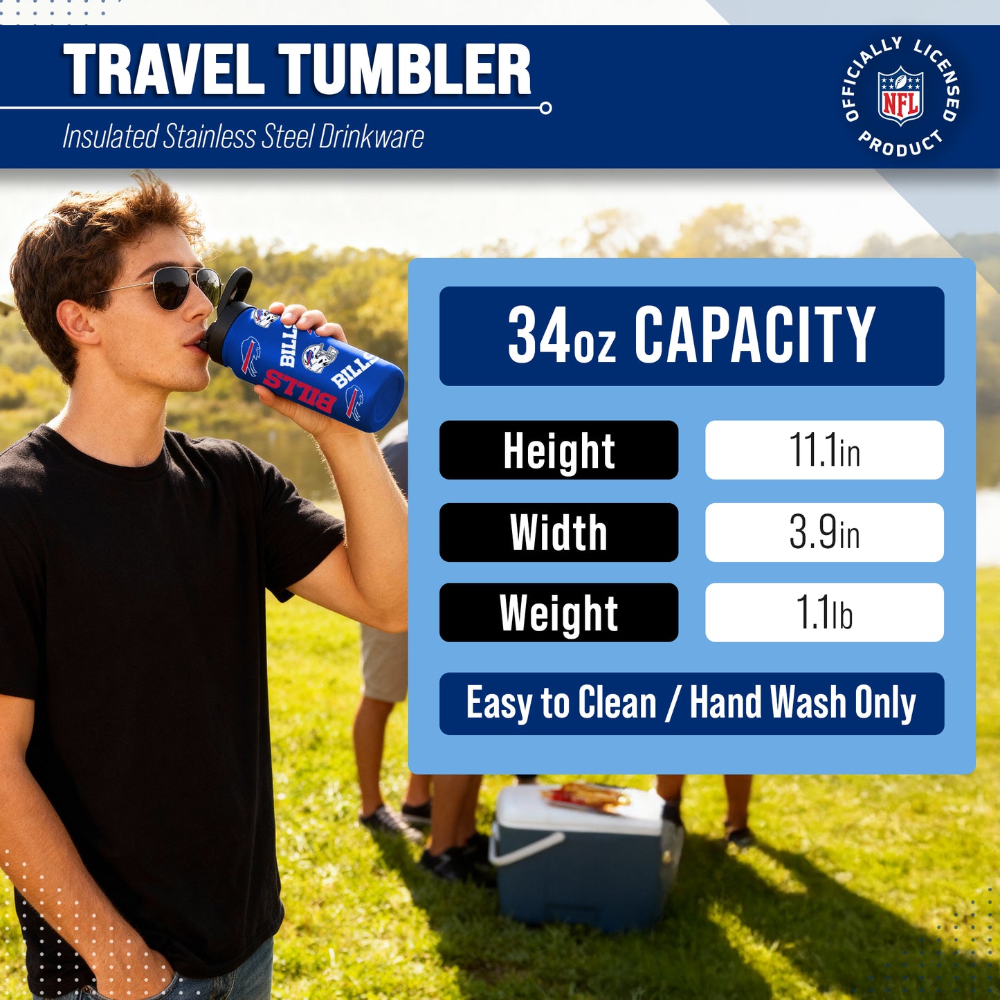 Buffalo Bills NFL 34Oz Native Quencher Water Bottle - Royal