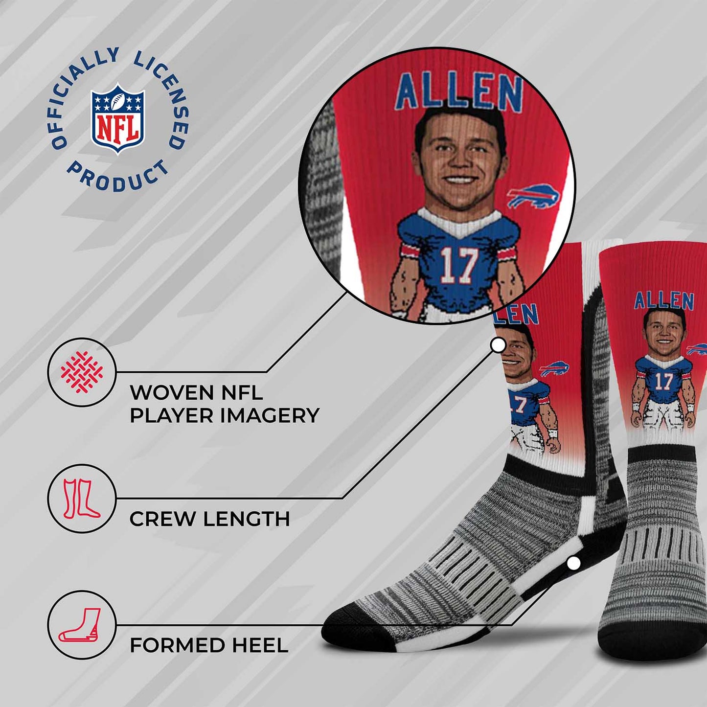 Buffalo Bills FBF NFL V Curve Socks - Red