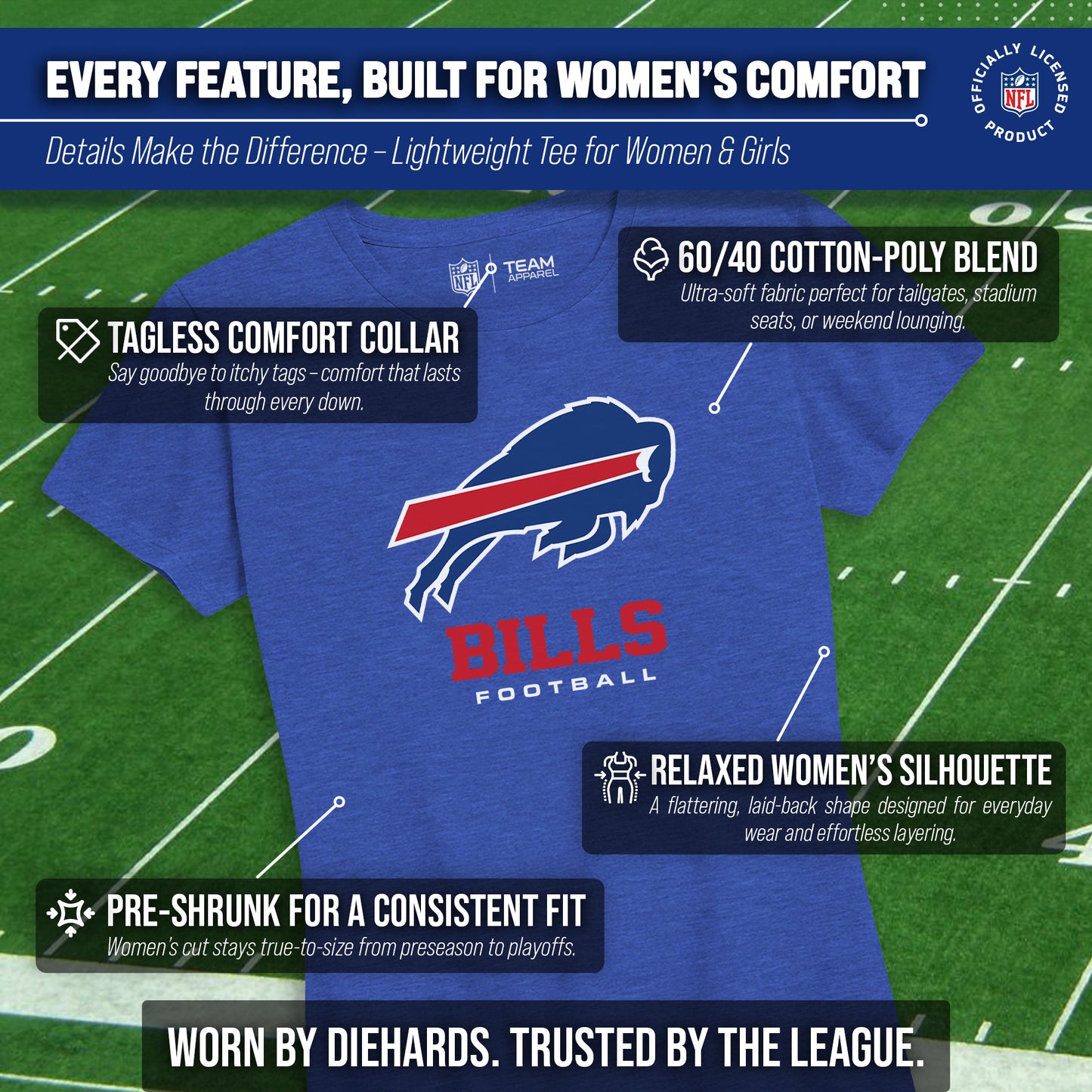 Buffalo Bills Women's NFL Ultimate Fan Logo Short Sleeve T-Shirt - Royal
