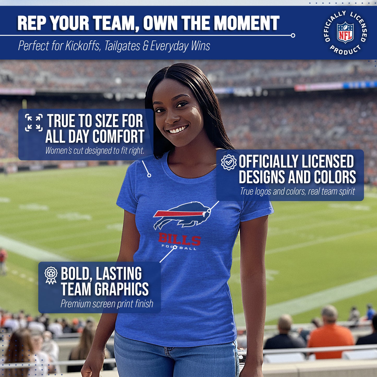 Buffalo Bills Women's NFL Ultimate Fan Logo Short Sleeve T-Shirt - Royal