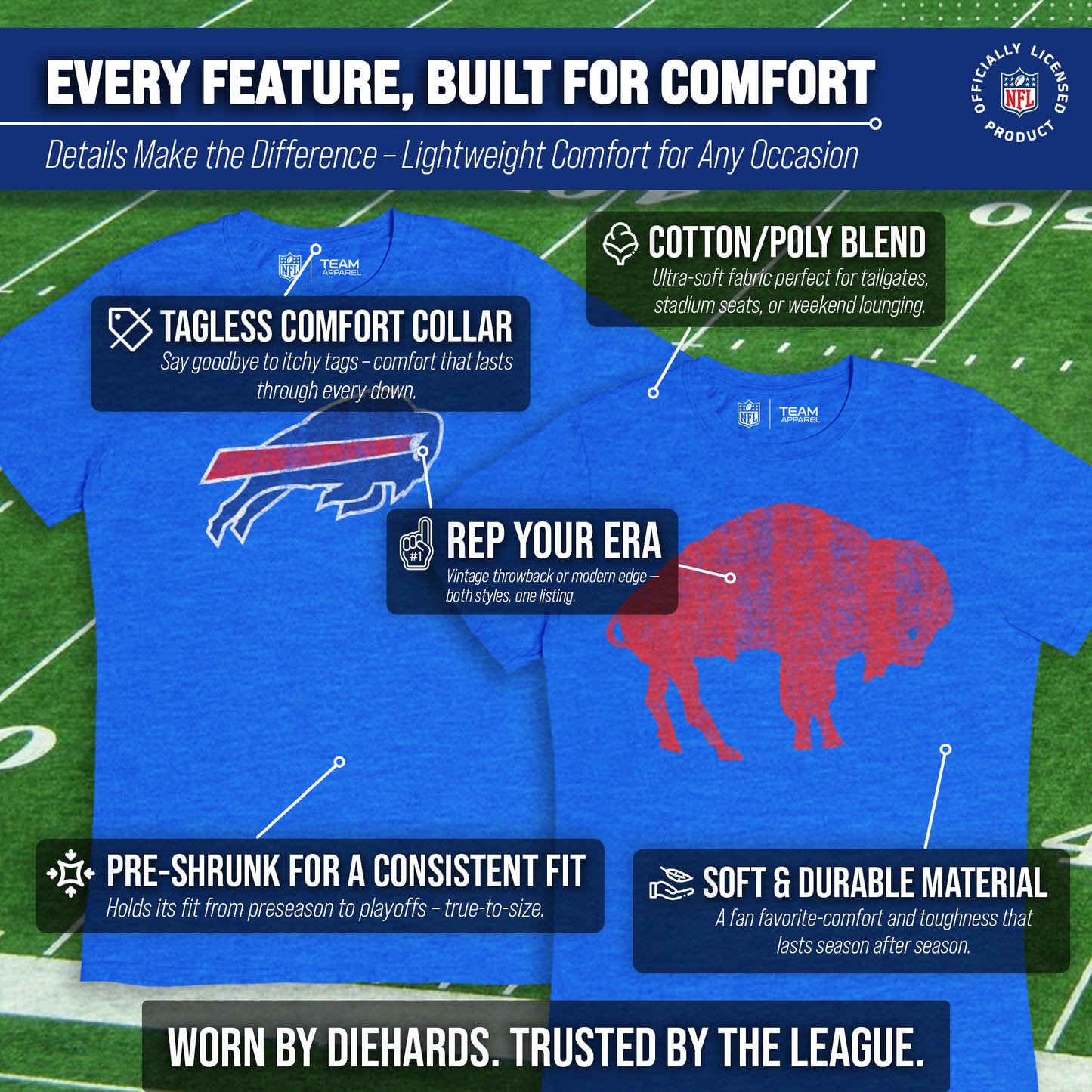 Buffalo Bills NFL Modern Throwback T-shirt - Royal