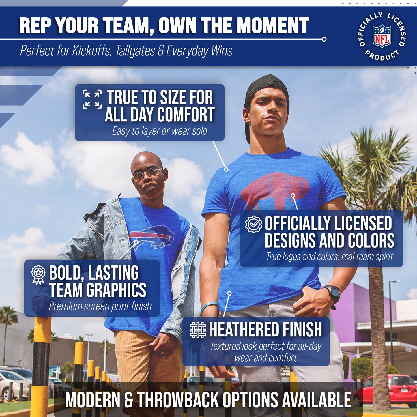 Buffalo Bills NFL Modern Throwback T-shirt - Team Color